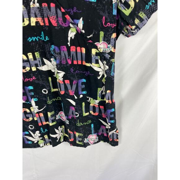 Disney Tinkerbell Love Life Dance Smile Scrub Shirt Size Small - Picture 2 of 4